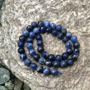 sodalite faceted gemstone round beads 8mm