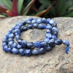 sodalite gemstone beads faceted coin 6mm