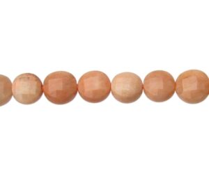 sunstone faceted coin gemstone beads peach moonstone