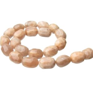 sunstone faceted egg nugget gemstone beads natural peach moonstone
