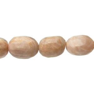 sunstone faceted egg nugget gemstone beads natural peach moonstone