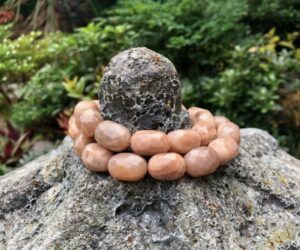sunstone faceted egg nugget gemstone beads natural peach moonstone