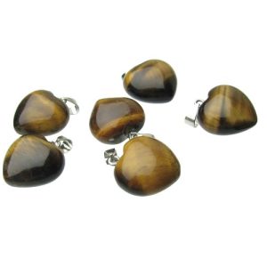 tiger eye small gemstone heart pendant