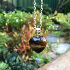 tiger eye small gemstone heart pendant