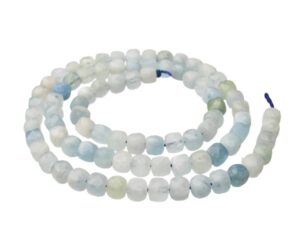 aquamarine faceted cube gemstone beads 5mm