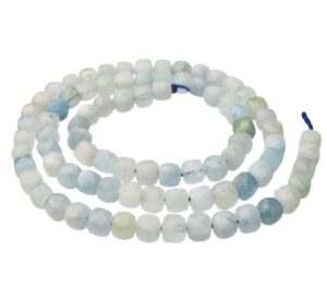 aquamarine faceted cube gemstone beads 5mm