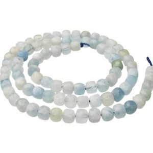 aquamarine faceted cube gemstone beads 5mm