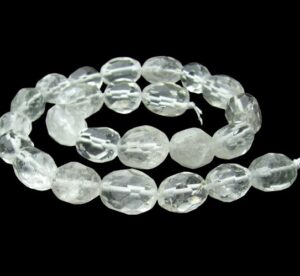 clear quartz faceted egg nugget gemstone beads crystals