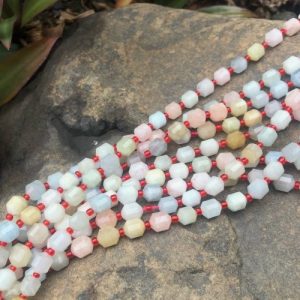 morganite energy column gemstone beads natural crystals