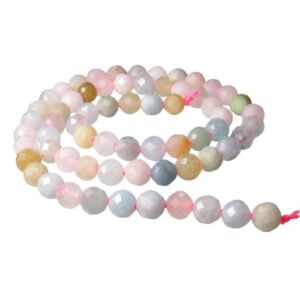 morganite faceted 6mm round gemstone beads