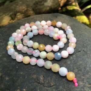 morganite faceted 6mm round gemstone beads