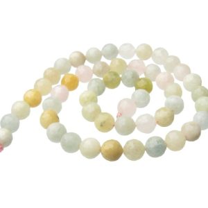 morganite faceted 8mm round gemstone beads