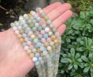 morganite faceted 8mm round gemstone beads