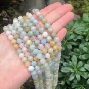 morganite faceted 8mm round gemstone beads