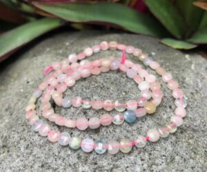morganite faceted coin gemstone beads