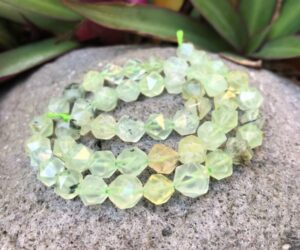 prehnite faceted nugget gemstone beads natural crystals