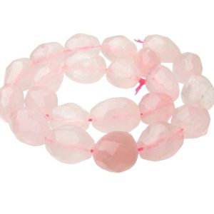 rose quartz faceted egg nugget gemstone beads