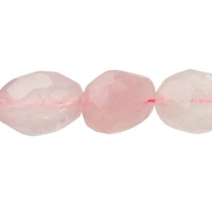 rose quartz faceted egg nugget gemstone beads