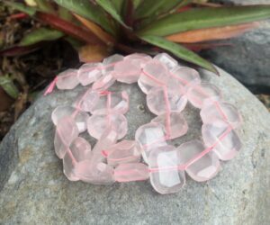 rose quartz faceted slab beads