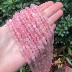 rose quartz pebble crystal beads