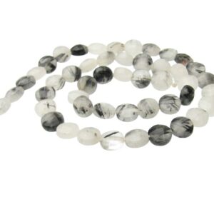tourmalinated quartz faceted coin gemstone beads
