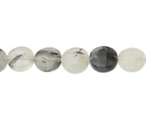 tourmalinated quartz faceted coin gemstone beads