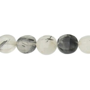 tourmalinated quartz faceted coin gemstone beads