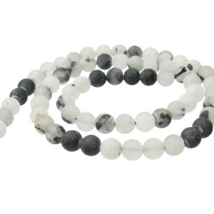 matte tourmalinated quartz 6mm round beads australia