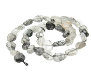tourmalinated quartz polished nugget gemstone beads