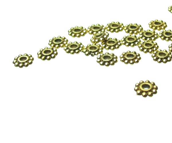 gold daisy spacer beads