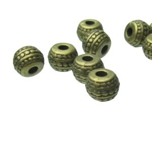 bronze spotty barrel metal spacer beads