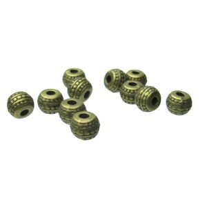 bronze spotty barrel metal spacer beads