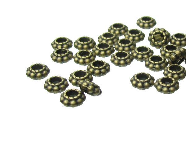 bronze daisy spacer beads