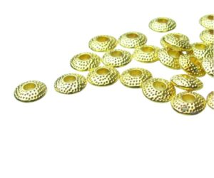 gold spotty saucer beads