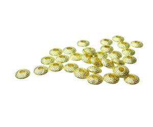 gold spotty saucer beads