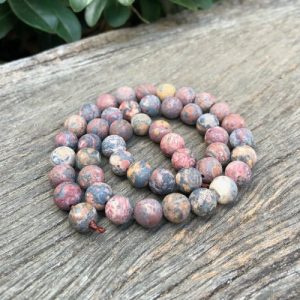 matte leopardskin jasper 8mm round beads