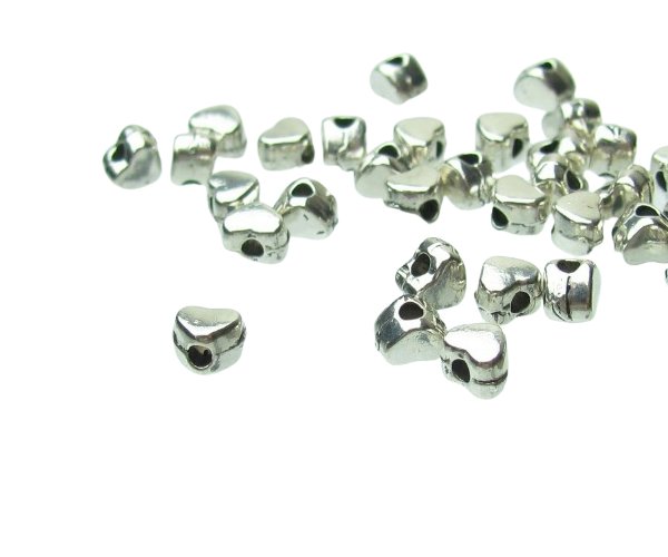 silver tiny heart beads spacers