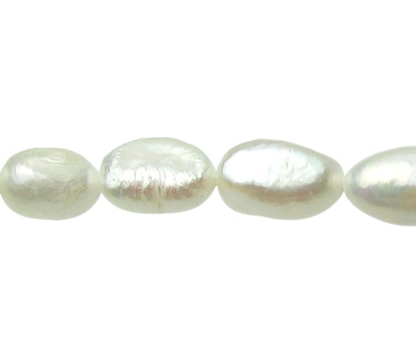6-7mm Centre-Drilled Nuggets Freshwater Pearls - White/Ivory - 35cm