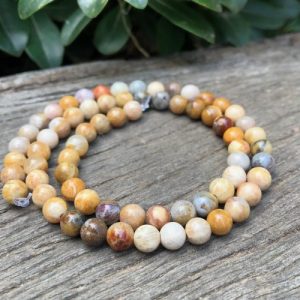 fossil coral jasper gemstone round beads 6mm