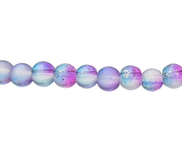 purple blue glass round beads 4mm
