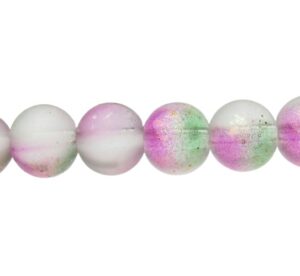 pink and green glass round beads 8mm