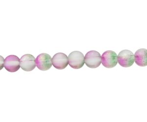 pink and green glass round beads 8mm