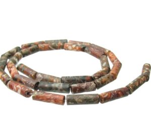 leopardskin jasper gemstone tube beads natural