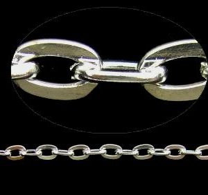 Nickel Silver Toned Flattened Cable Chain, approx 5×3.3mm [per metre]