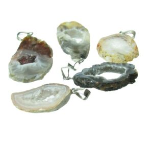 agate with drusy gemstone pendant