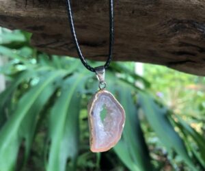 agate with drusy gemstone pendant