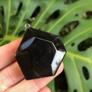black agate gemstone pendant