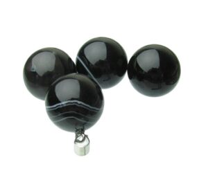 black agate round gemstone pendant