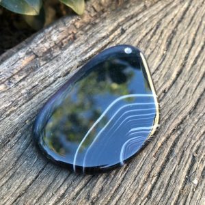black agate gemstone pendant
