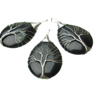 black onyx tree of life pendant
